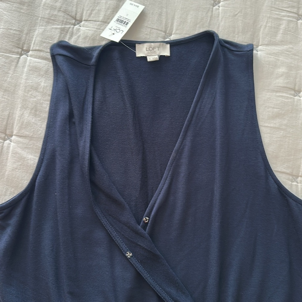 LOFT dark Blue V-Neck Romper - Picture 8 of 10